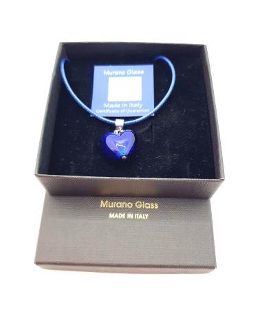 Pendentif coeur en verre de Murano bleu bijoux fantaisies verre de Murano