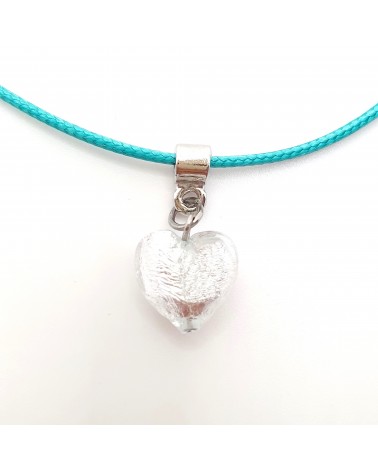 Petit pendentif coeur en verre de Murano bleu bijoux fantaisies verre de Murano