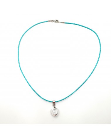 Petit pendentif coeur en verre de Murano bleu bijoux fantaisies verre de Murano