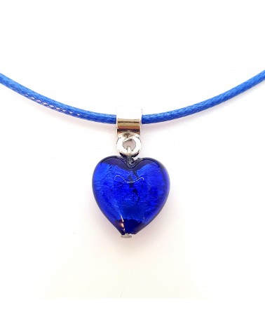 Petit pendentif coeur en verre de Murano bleu bijoux fantaisies verre de Murano
