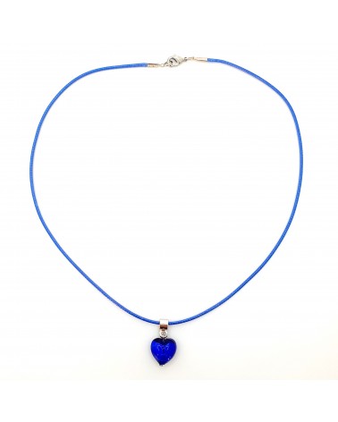 Petit pendentif coeur en verre de Murano bleu bijoux fantaisies verre de Murano