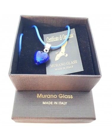 Petit pendentif coeur en verre de Murano bleu bijoux fantaisies verre de Murano