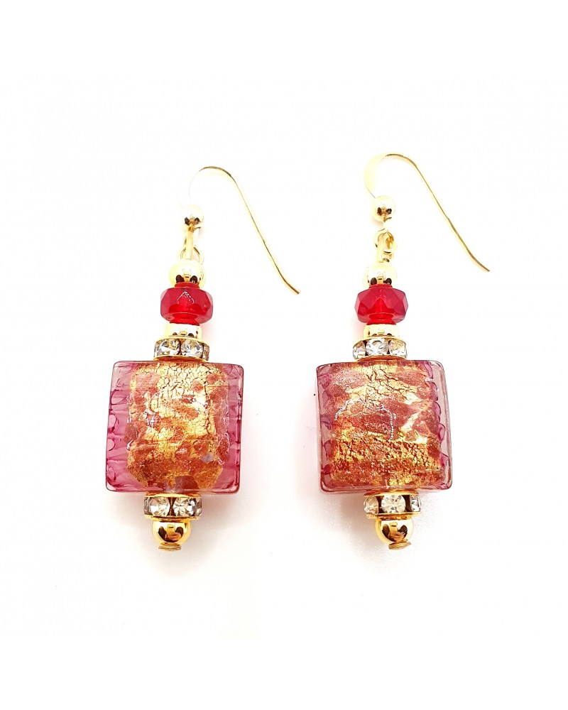 Boucles d'oreilles Lily en verre de Murano bijoux fantaisies artisans italiens Boucles d'oreilles Lily en verre de Murano bijoux fantaisies artisans italiens
