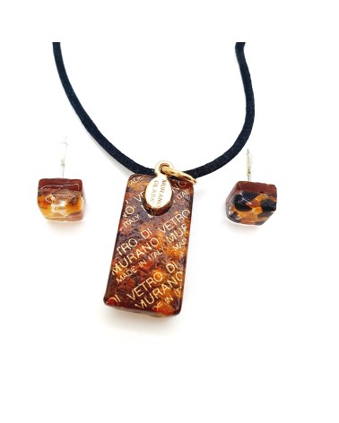 Petite parure rectangle en verre de Murano bijoux fantaisies fait à la main