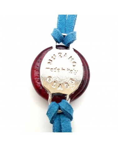 Bracelet en cuir verre de Murano  rond fait à la main  Made in Italie