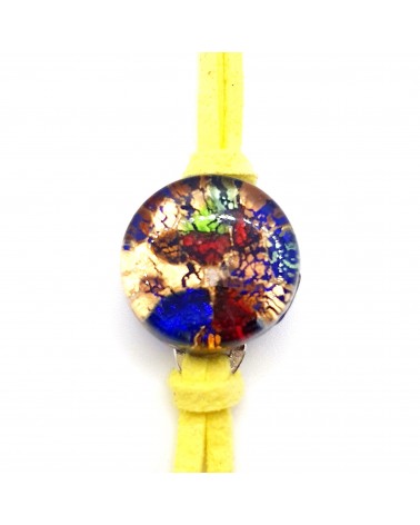 Bracelet en cuir verre de Murano rond certifiés authentiques fait à la main Made in Italie bijoux Murano