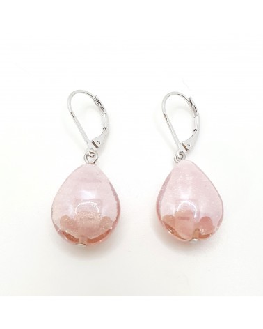 Boucles d'oreilles Berry en verre de Murano rose