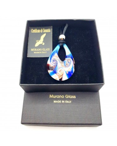 pendentif goutte verre Murano bleu bijoux made in Italie