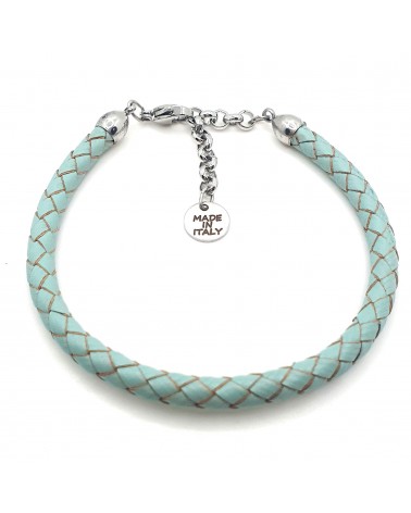 Bracelet en cuir tressé turquoise bijoux fantaisies
