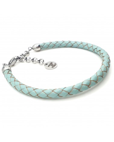 Bracelet en cuir tressé turquoise bijoux fantaisies