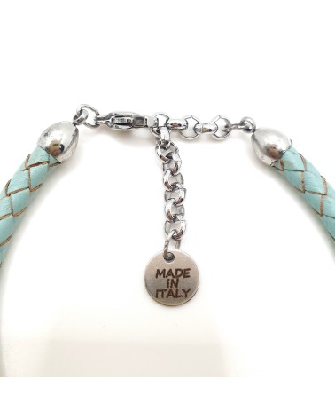 Bracelet en cuir tressé turquoise bijoux fantaisies