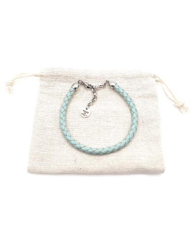 Bracelet en cuir tressé turquoise bijoux fantaisies