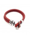 Bracelet ancre de marine en cuir rouge bijoux fantaisies