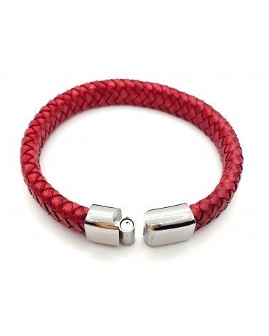 Bracelet en cuir tressé rouge bijoux italiens fait à la main