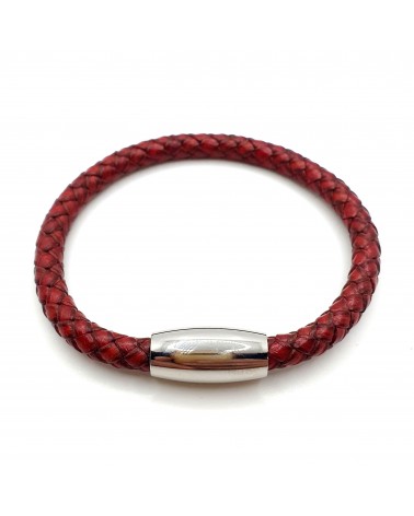 Bracelet Cuir Tressé Rouge bijoux fantaisies made in Italy