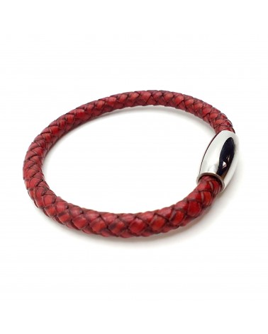 Bracelet Cuir Tressé Rouge bijoux fantaisies made in Italy