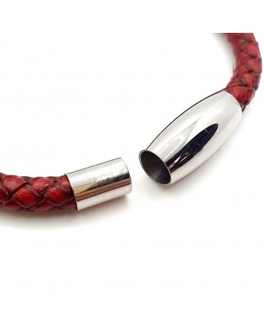 Bracelet Cuir Tressé Rouge bijoux fantaisies made in Italy