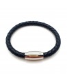 Bracelet mixte cuir tressé couleur noir made in Italie
