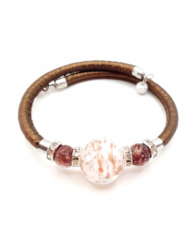 Bracelet Prestige en cuir et verre de Murano bijoux fantaisie
