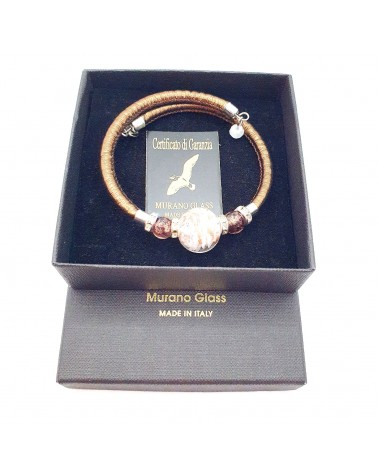 Bracelet Prestige en cuir et verre de Murano bijoux fantaisie