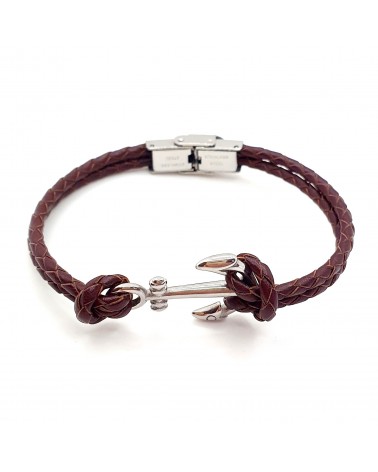 Bracelet ancre de marine en cuir tressé double bijoux fantaisies