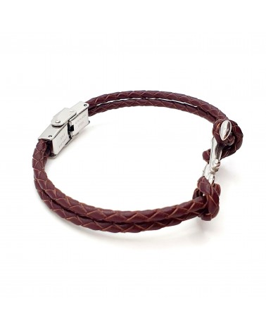 Bracelet ancre de marine en cuir tressé double bijoux fantaisies