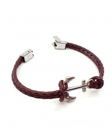 Bracelet ancre de marine en cuir tressé double bijoux fantaisies